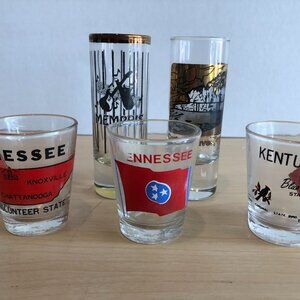 LOT of 5 Tennessee Kentucky Shot Glasses #AF